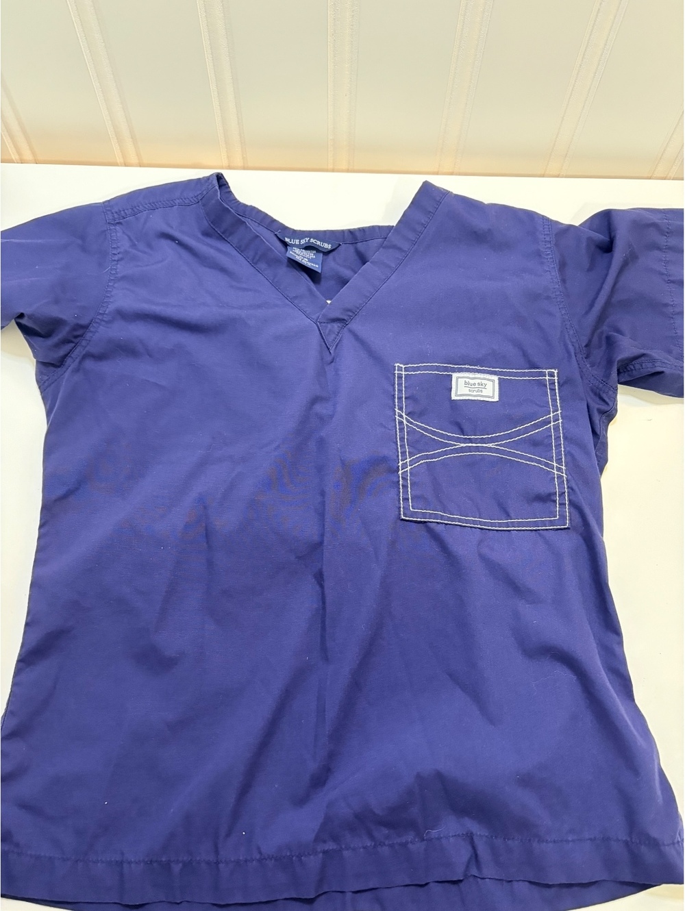 Navy Blue Sky Scrub Top
